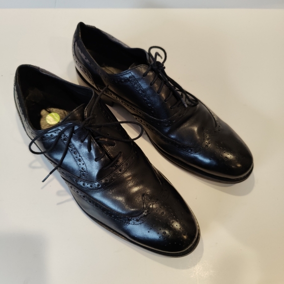 Johnson Murphy Black Leather Lace-up Dress Shoes